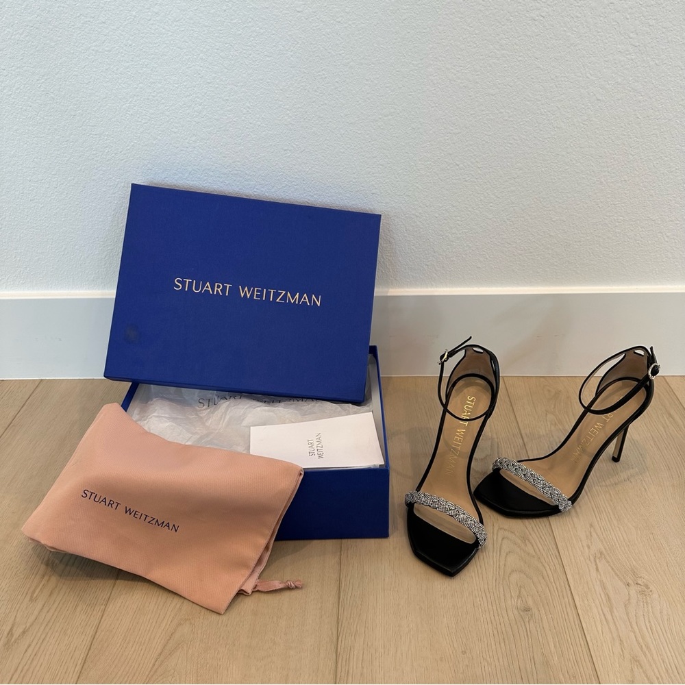 Stuart Weitzman NUDIST GLAM 100 HIGH SHINE Sandal High Heel - Picture 14 of 16